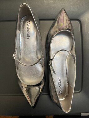 Calvin Klein flat silver shoes size US 9M